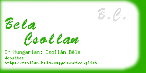 bela csollan business card