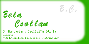 bela csollan business card